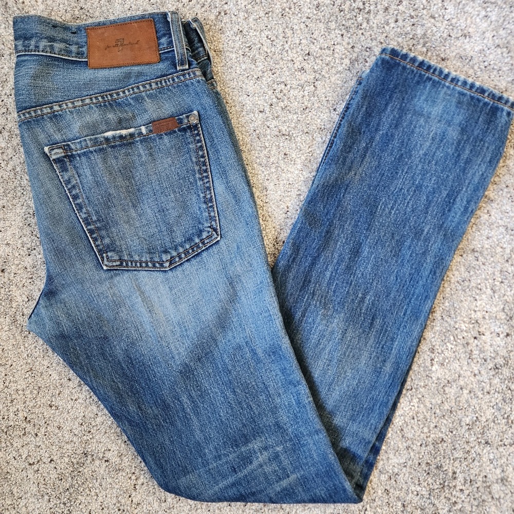 7 For All Mankind Paxtyn Jeans Mens 32x32 Blue Denim Distressed Luxe Made In USA
